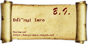 Bényi Imre névjegykártya