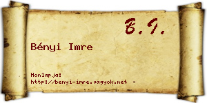 Bényi Imre névjegykártya